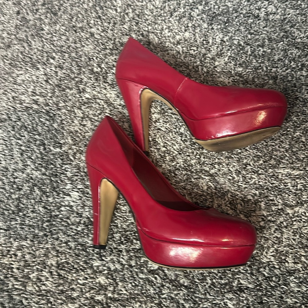 Cherry red platform heels